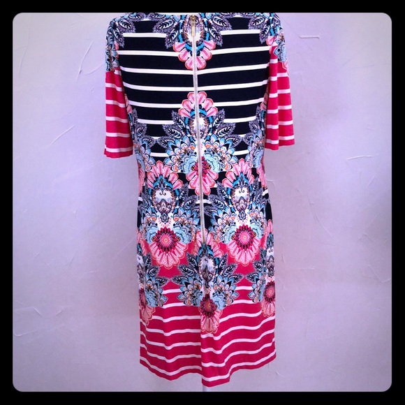 Eliza J Beautiful Hot Pink, Navy and White Dress! - Picture 3 of 6